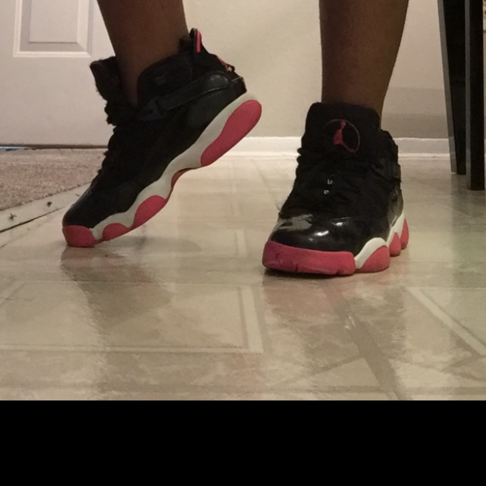 Pink Black and White Jordans 6 Rings
